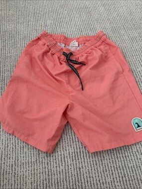 F4A Kids Coral Swim Shorts with Black Drawstring